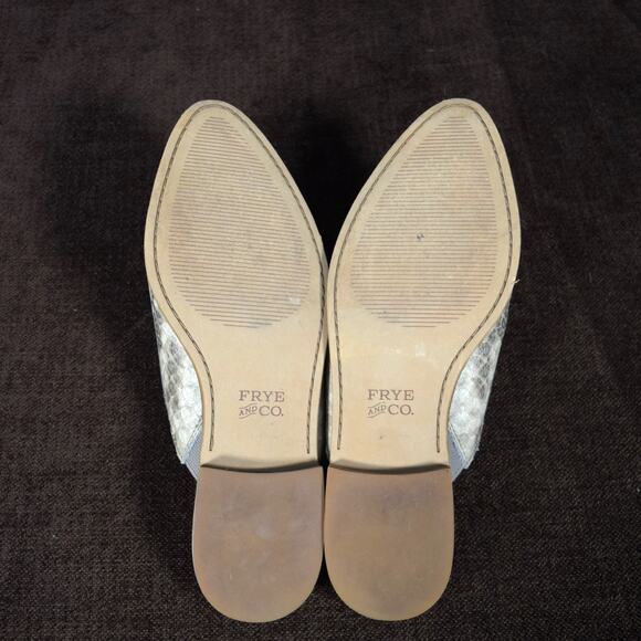 Frye and Co Women's 7M Leather Snakeskin Pattern Print Flat Mules Casual Career - Picture 10 of 11